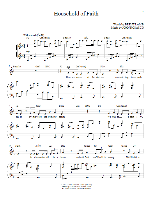 John Rosasco Household Of Faith sheet music notes and chords arranged for Piano & Vocal