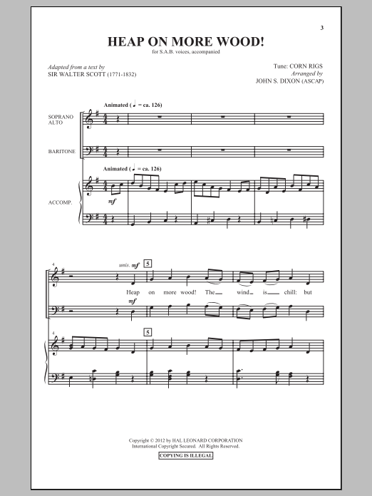 John S. Dixon Heap On More Wood sheet music notes and chords arranged for SAB Choir