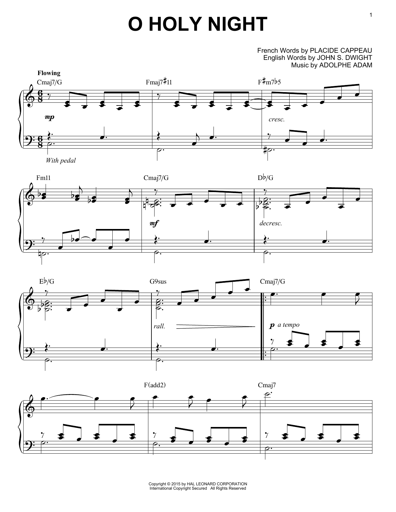 John S. Dwight O Holy Night [Jazz version] (arr. Brent Edstrom) sheet music notes and chords arranged for Piano Solo