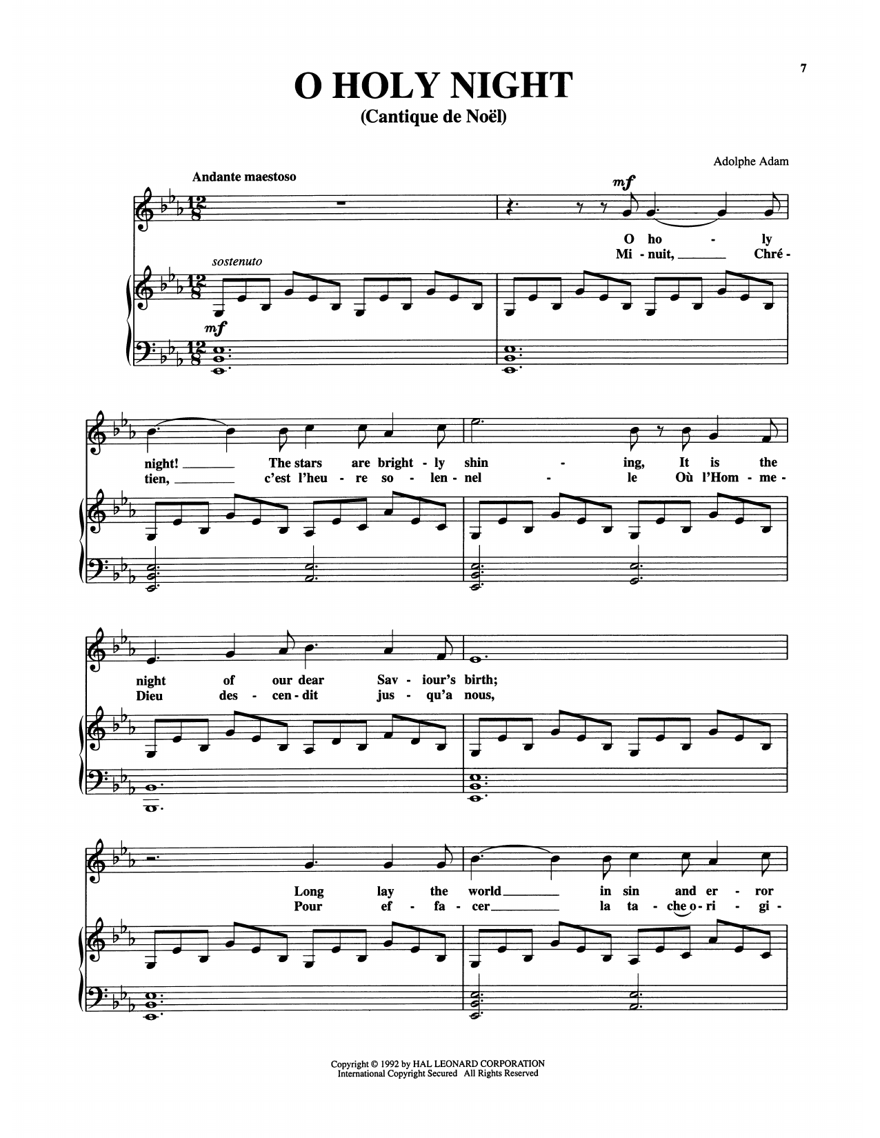 John S. Dwight (trans.) O Holy Night sheet music notes and chords arranged for Piano & Vocal