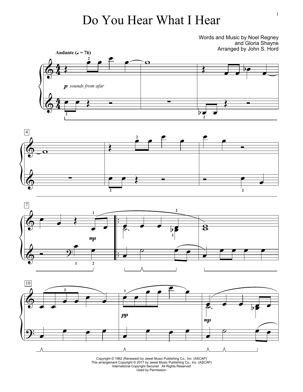 John S. Hord Do You Hear What I Hear sheet music notes and chords arranged for Educational Piano