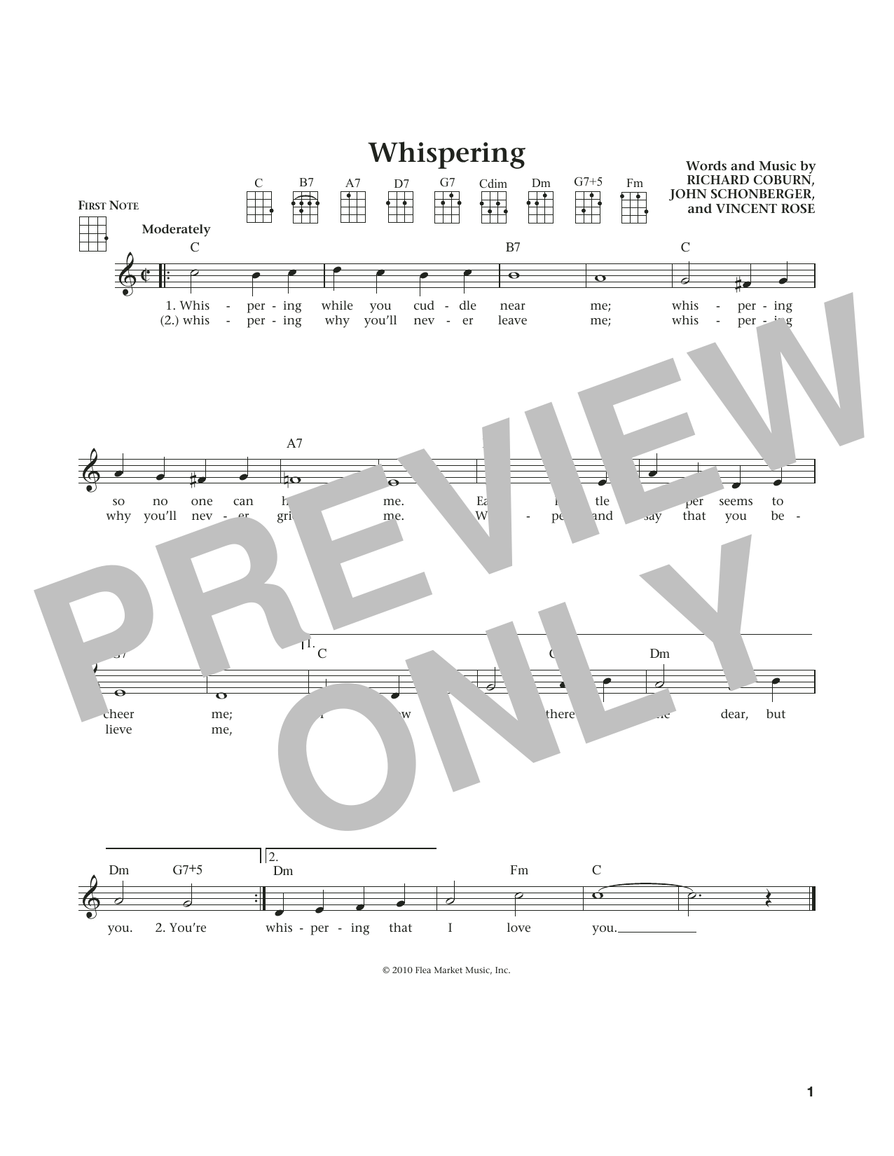 John Schonberger Whispering (from The Daily Ukulele) (arr. Liz and Jim Beloff) sheet music notes and chords arranged for Ukulele