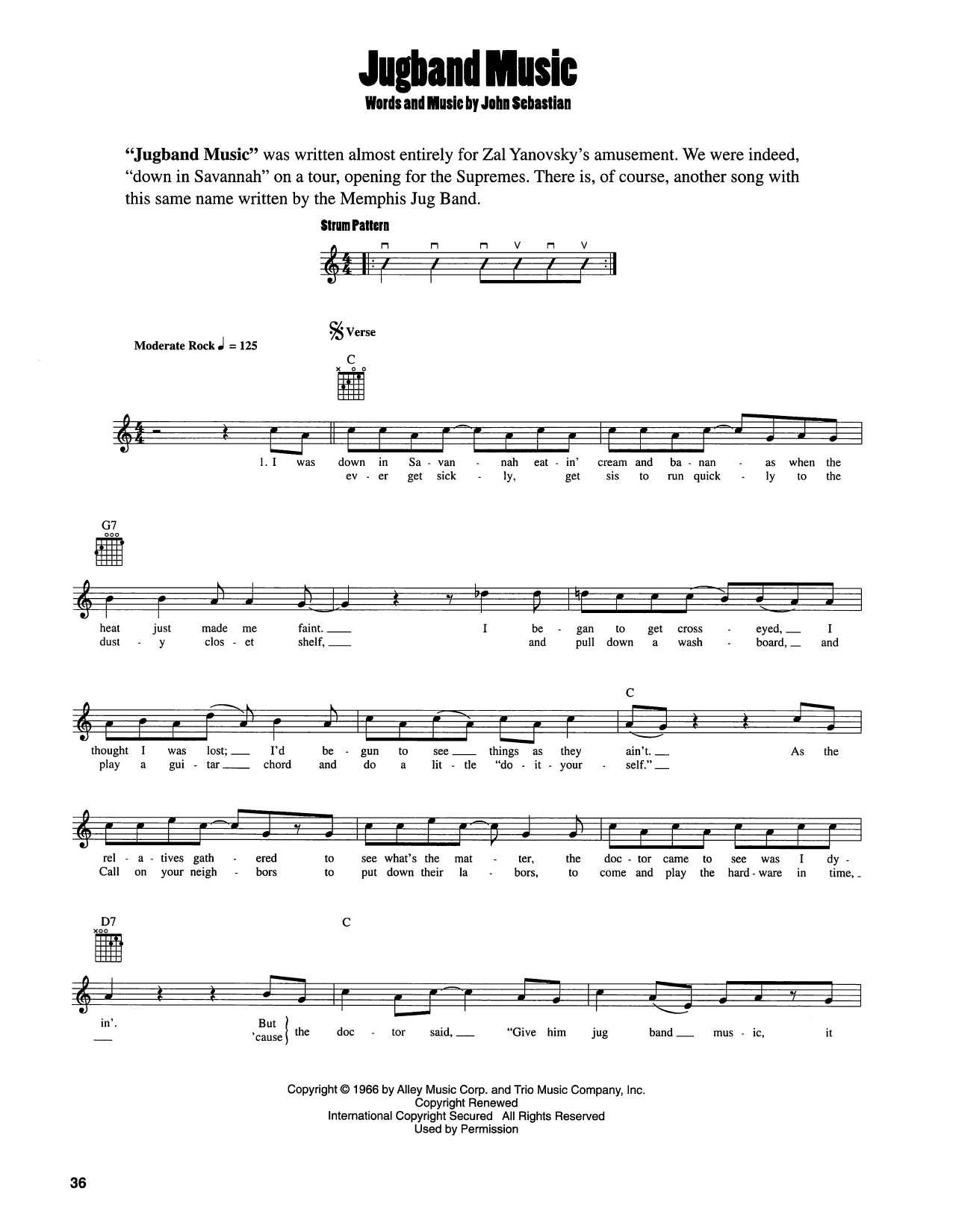 John Sebastian Jug Band Music sheet music notes and chords arranged for Easy Guitar