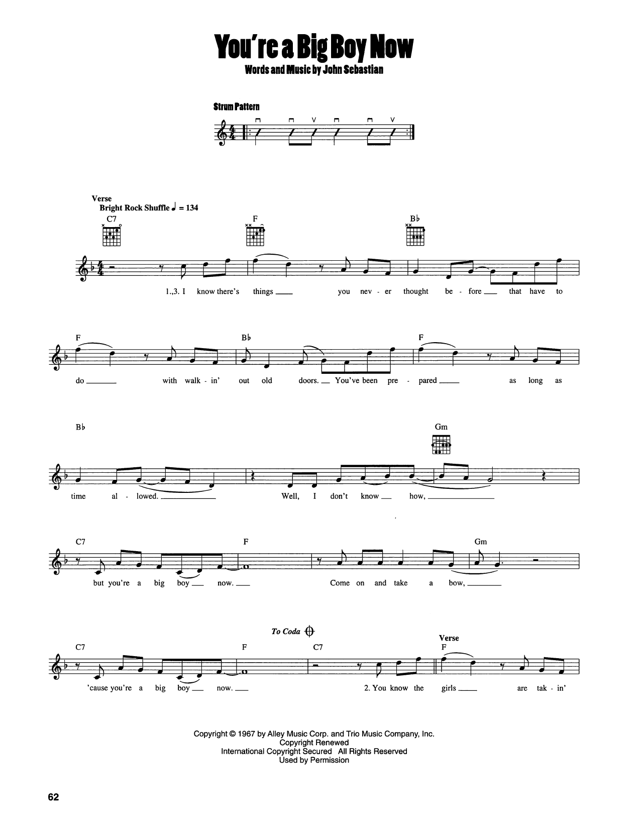 John Sebastian You're A Big Boy Now sheet music notes and chords arranged for Easy Guitar