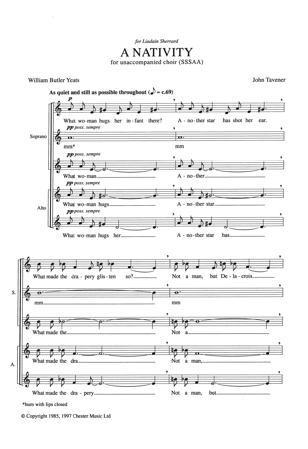 John Tavener A Nativity sheet music notes and chords arranged for Piano, Vocal & Guitar Chords