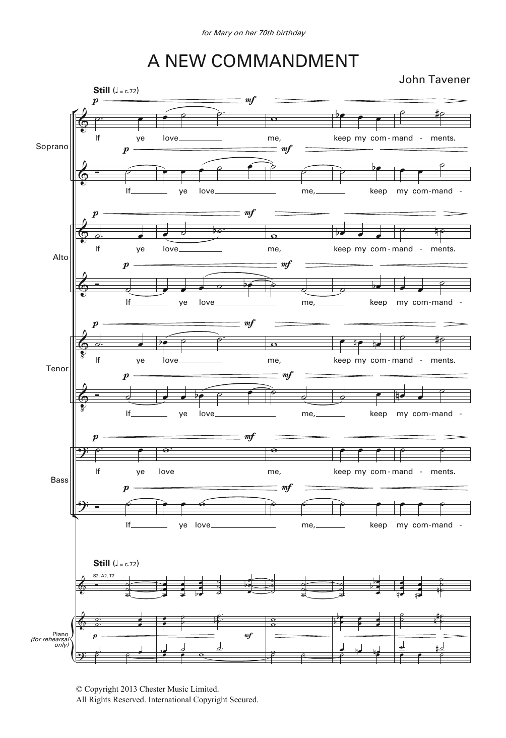 John Tavener A New Commandment sheet music notes and chords arranged for SATB Choir