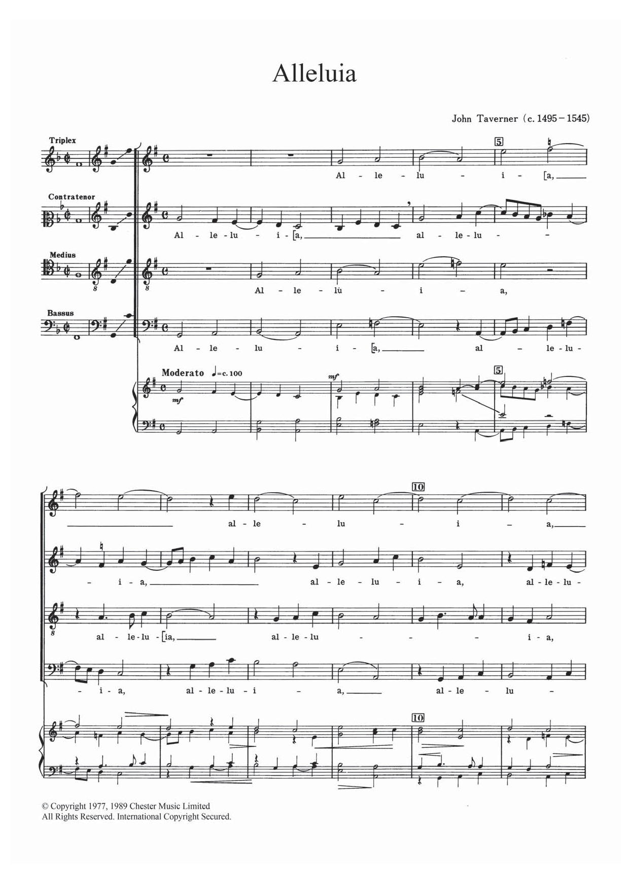 John Tavener Alleluia sheet music notes and chords arranged for SATB Choir