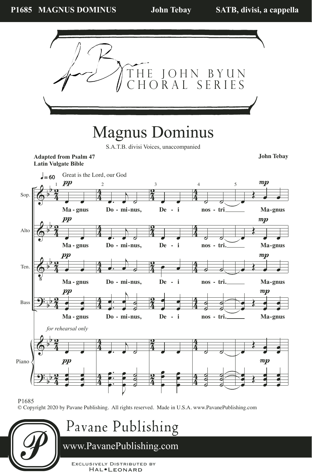 John Tebay Magnus Dominus sheet music notes and chords arranged for SATB Choir