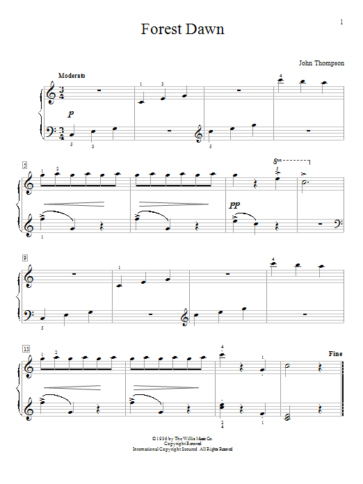 John Thompson Forest Dawn sheet music notes and chords arranged for Educational Piano