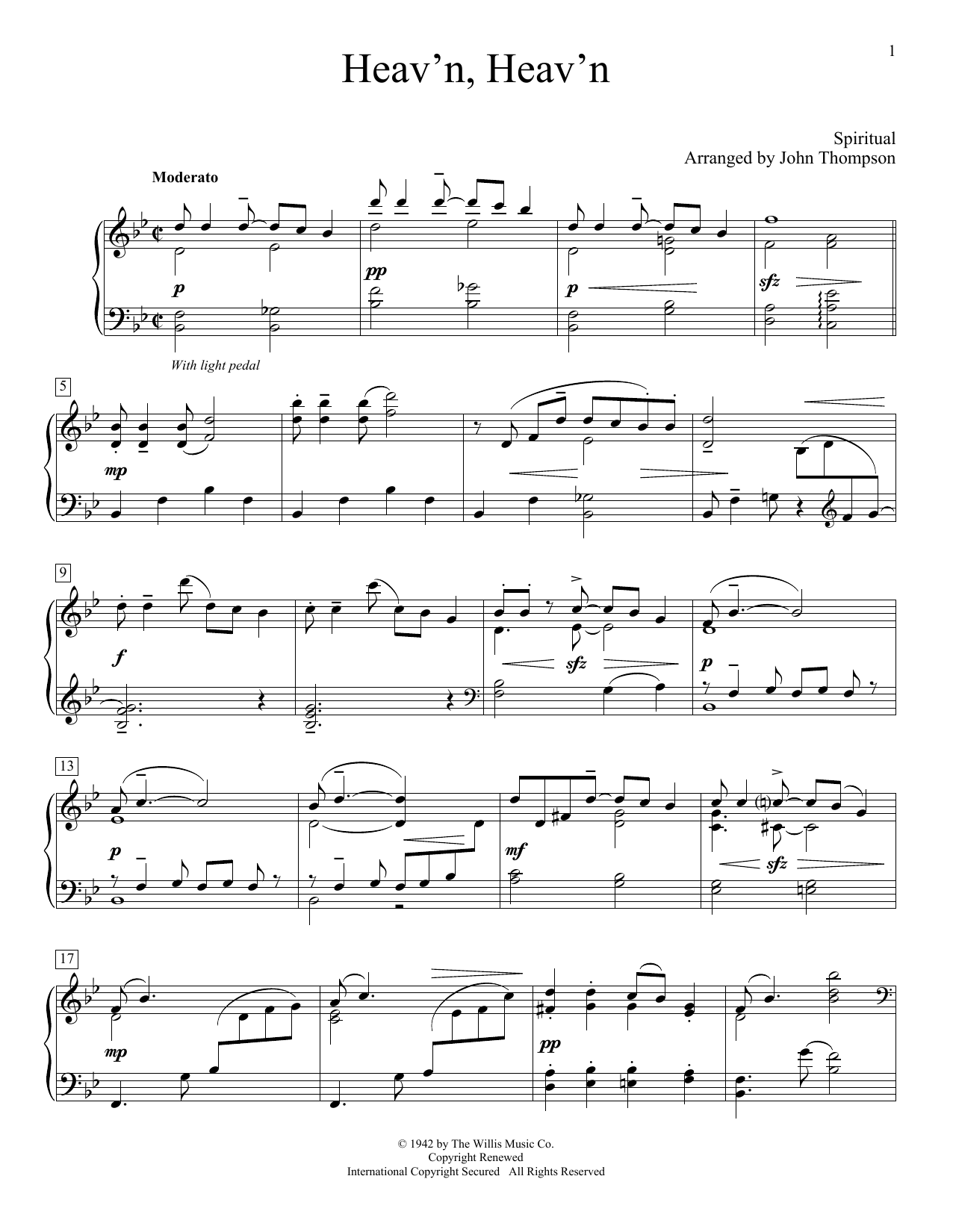 John Thompson Heav'n, Heav'n sheet music notes and chords arranged for Educational Piano