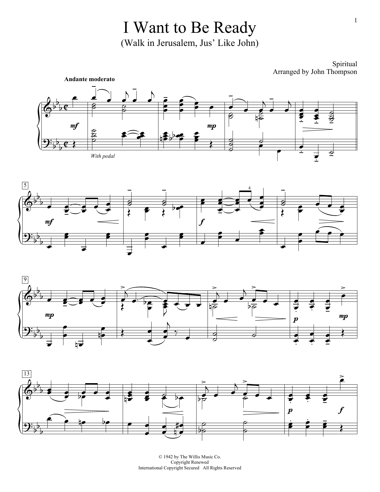 John Thompson I Want To Be Ready (Walk In Jerusalem, Jus' Like John) sheet music notes and chords arranged for Educational Piano