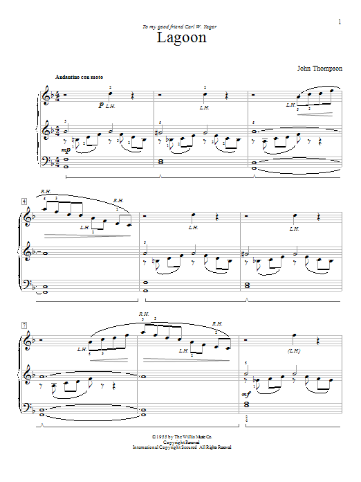 John Thompson Lagoon sheet music notes and chords arranged for Educational Piano