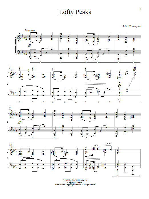 John Thompson Lofty Peaks sheet music notes and chords arranged for Educational Piano