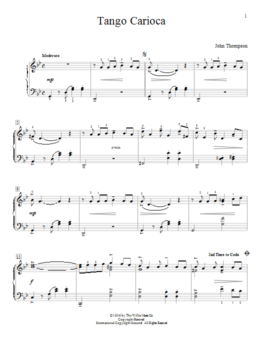 John Thompson Tango Carioca sheet music notes and chords arranged for Educational Piano