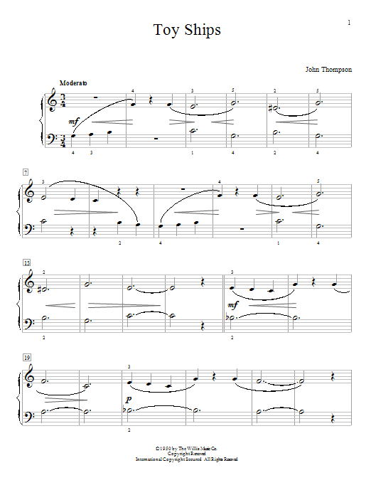 John Thompson Toy Ships sheet music notes and chords arranged for Educational Piano