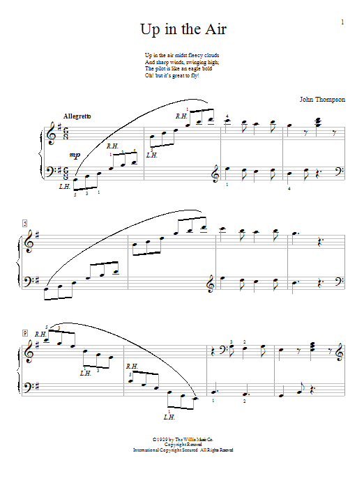 John Thompson Up In The Air sheet music notes and chords arranged for Educational Piano