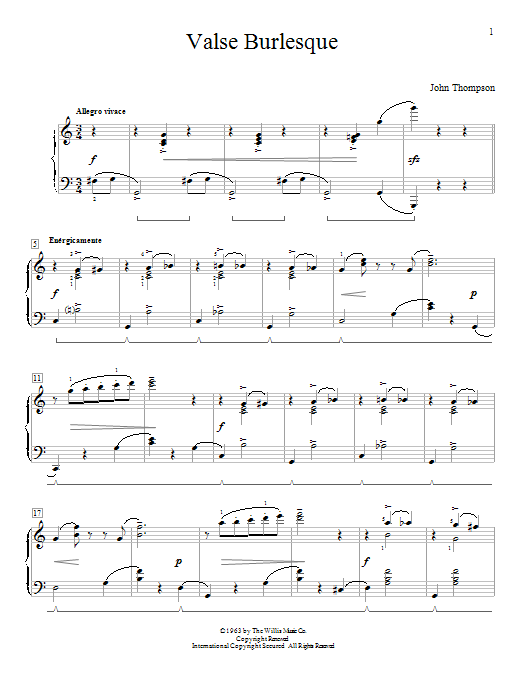 John Thompson Valse Burlesque sheet music notes and chords arranged for Educational Piano