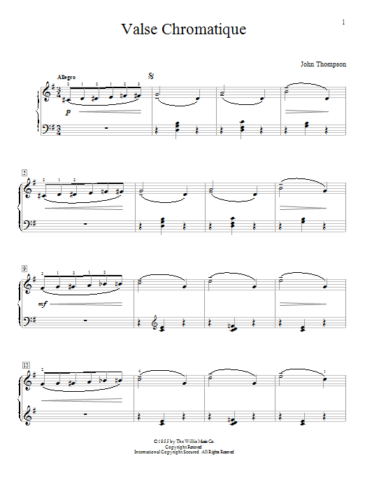 John Thompson Valse Chromatique sheet music notes and chords arranged for Educational Piano