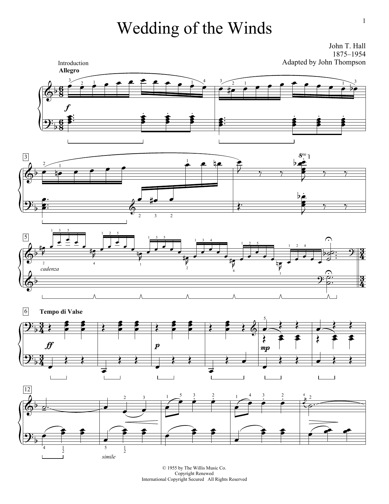 John Thompson Wedding Of The Winds sheet music notes and chords arranged for Educational Piano