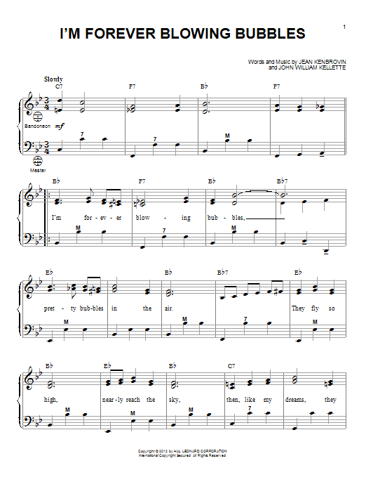 John William Kellette I'm Forever Blowing Bubbles (arr. Gary Meisner) sheet music notes and chords arranged for Accordion