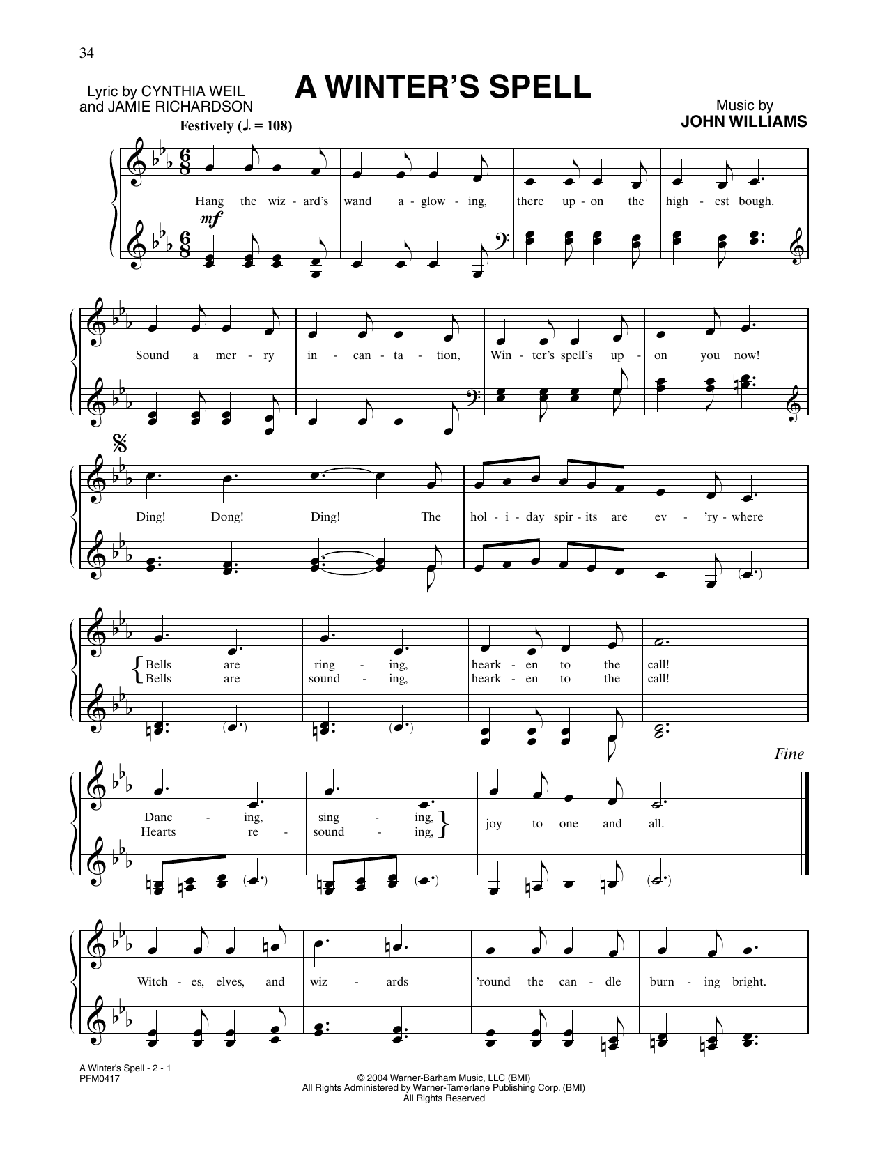 John Williams A Winter's Spell (from Harry Potter) sheet music notes and chords arranged for Piano & Vocal