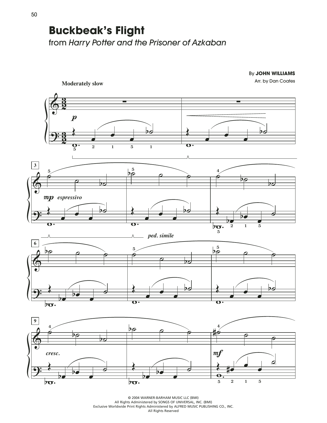 John Williams Buckbeak's Flight (from Harry Potter) (arr. Dan Coates) sheet music notes and chords arranged for Easy Piano