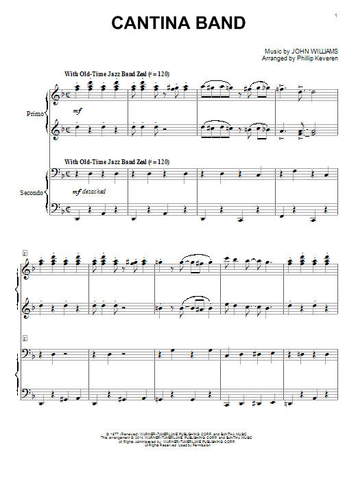 John Williams Cantina Band (from Star Wars: A New Hope) (arr. Phillip Keveren) sheet music notes and chords arranged for Piano Duet