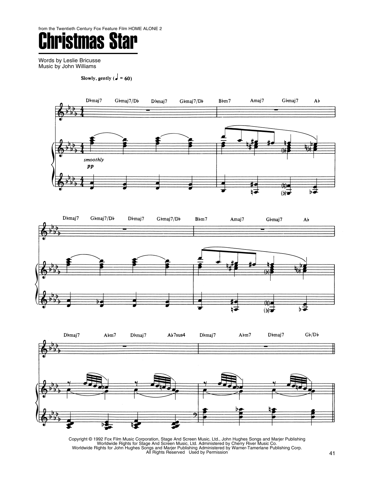 John Williams Christmas Star (from Home Alone 2: Lost In New York) sheet music notes and chords arranged for Piano, Vocal & Guitar Chords (Right-Hand Melody)