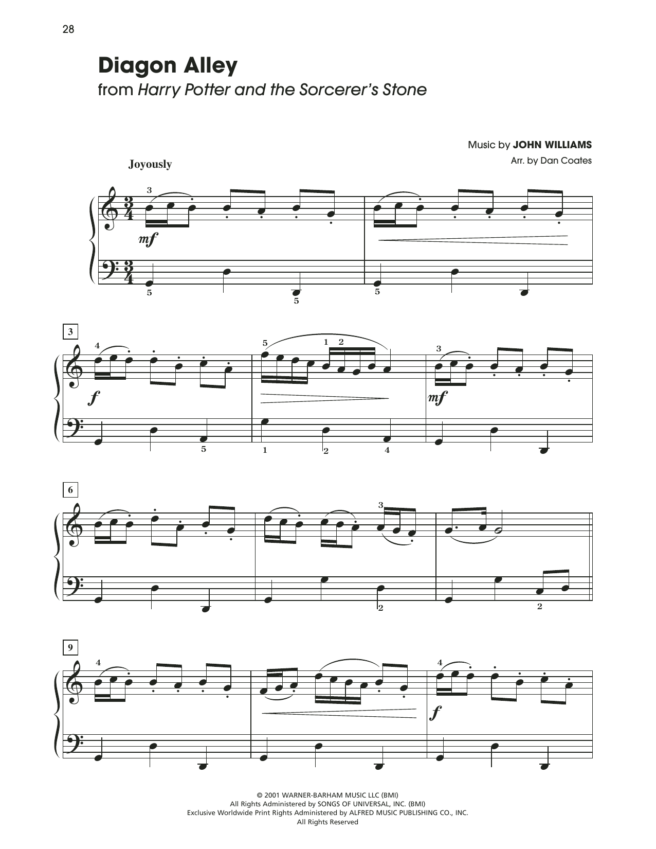 John Williams Diagon Alley (from Harry Potter) (arr. Dan Coates) sheet music notes and chords arranged for Easy Piano