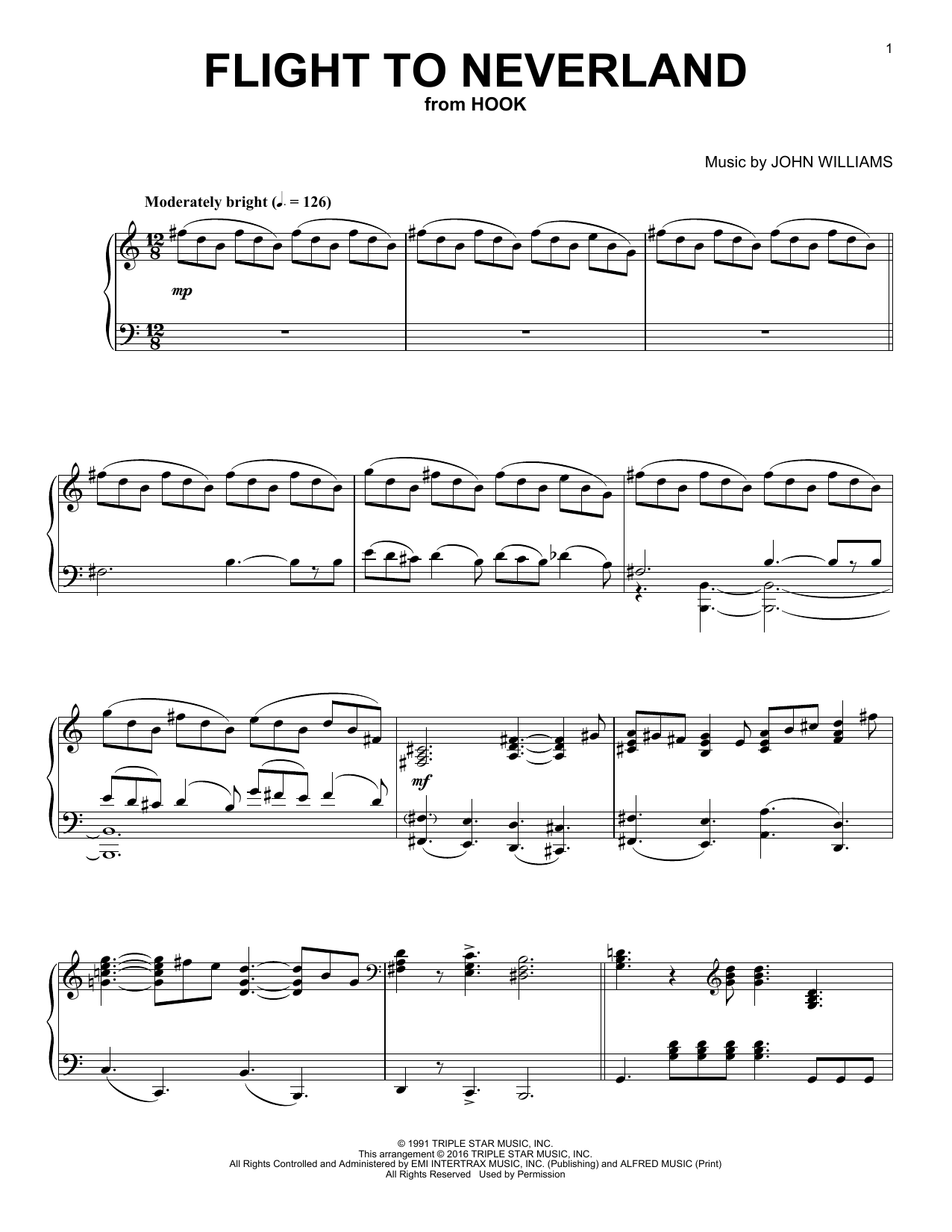 John Williams Flight To Neverland sheet music notes and chords arranged for Piano Solo