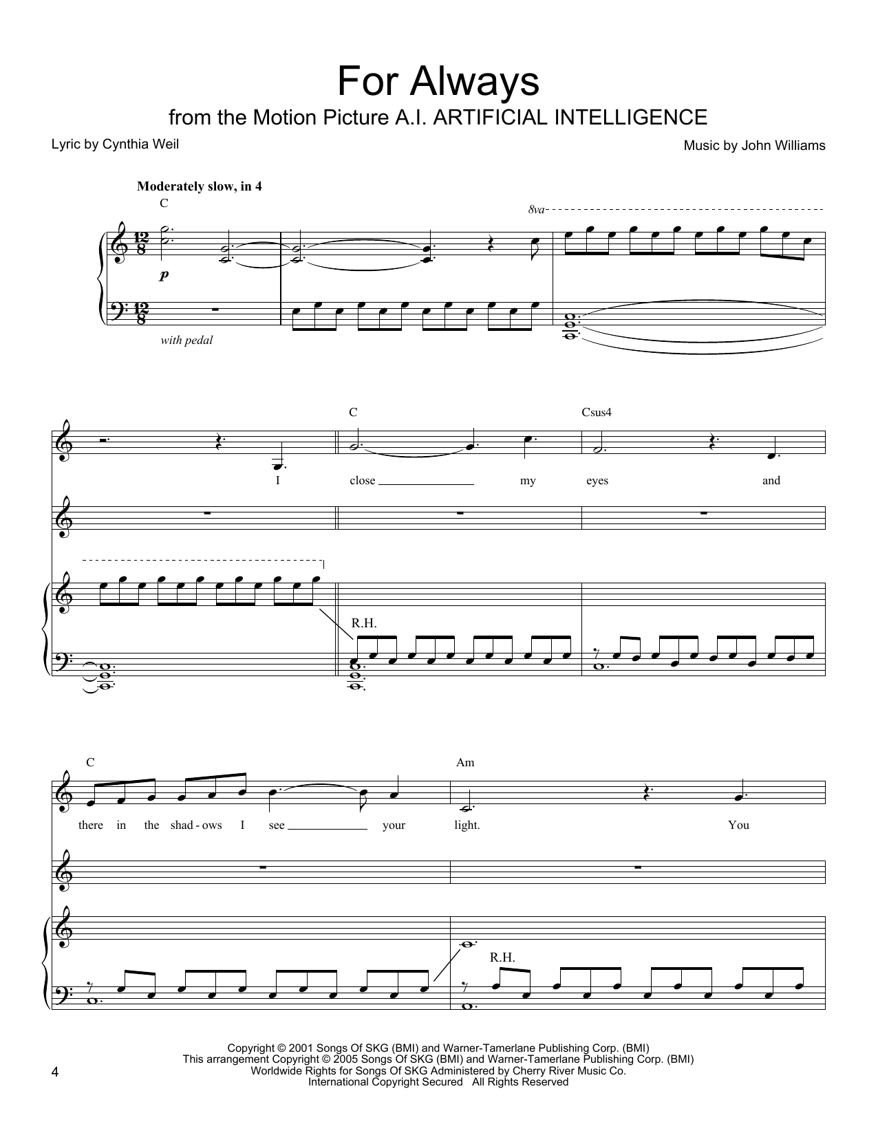 John Williams For Always sheet music notes and chords arranged for Vocal Duet