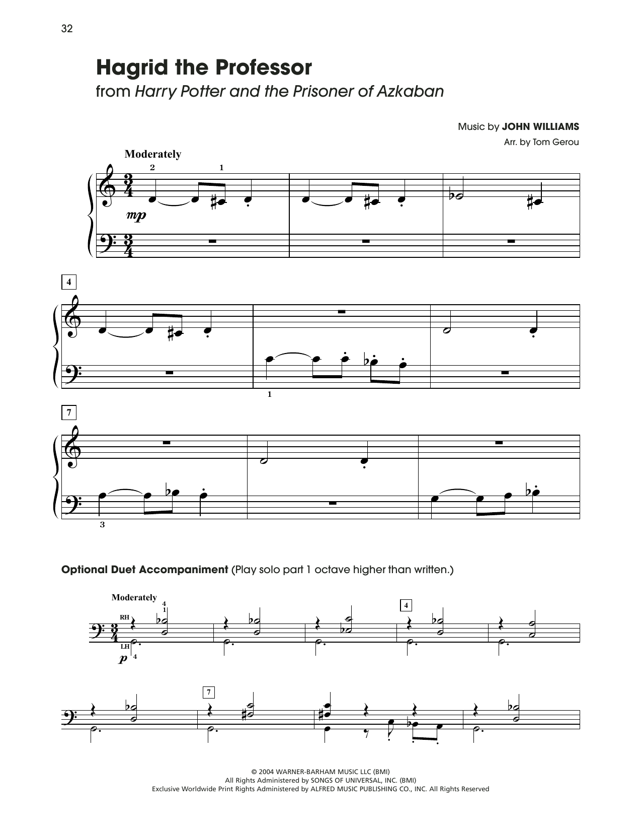 John Williams Hagrid The Professor (from Harry Potter) (arr. Tom Gerou) sheet music notes and chords arranged for 5-Finger Piano