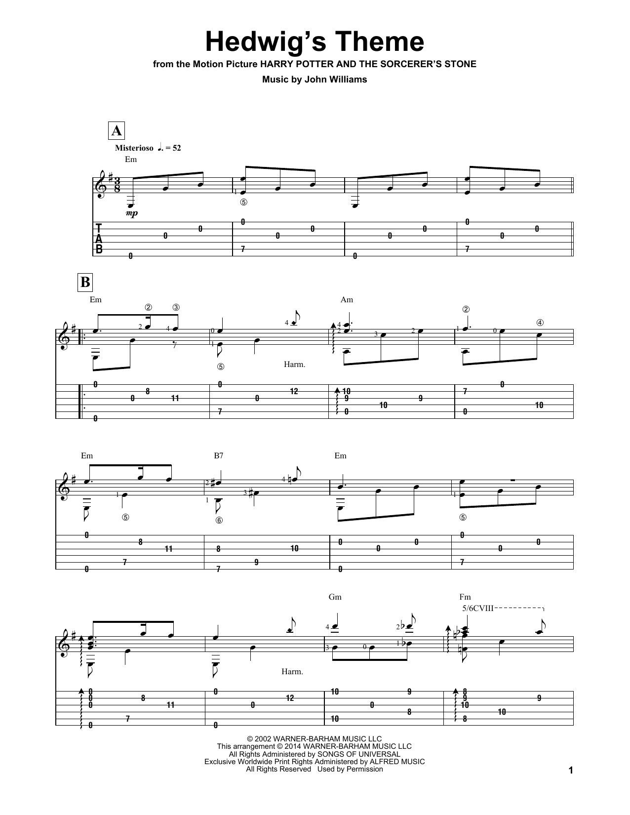John Williams Hedwig's Theme (arr. Ben Woolman) (from Harry Potter And The Sorcerer's Stone) sheet music notes and chords arranged for Solo Guitar