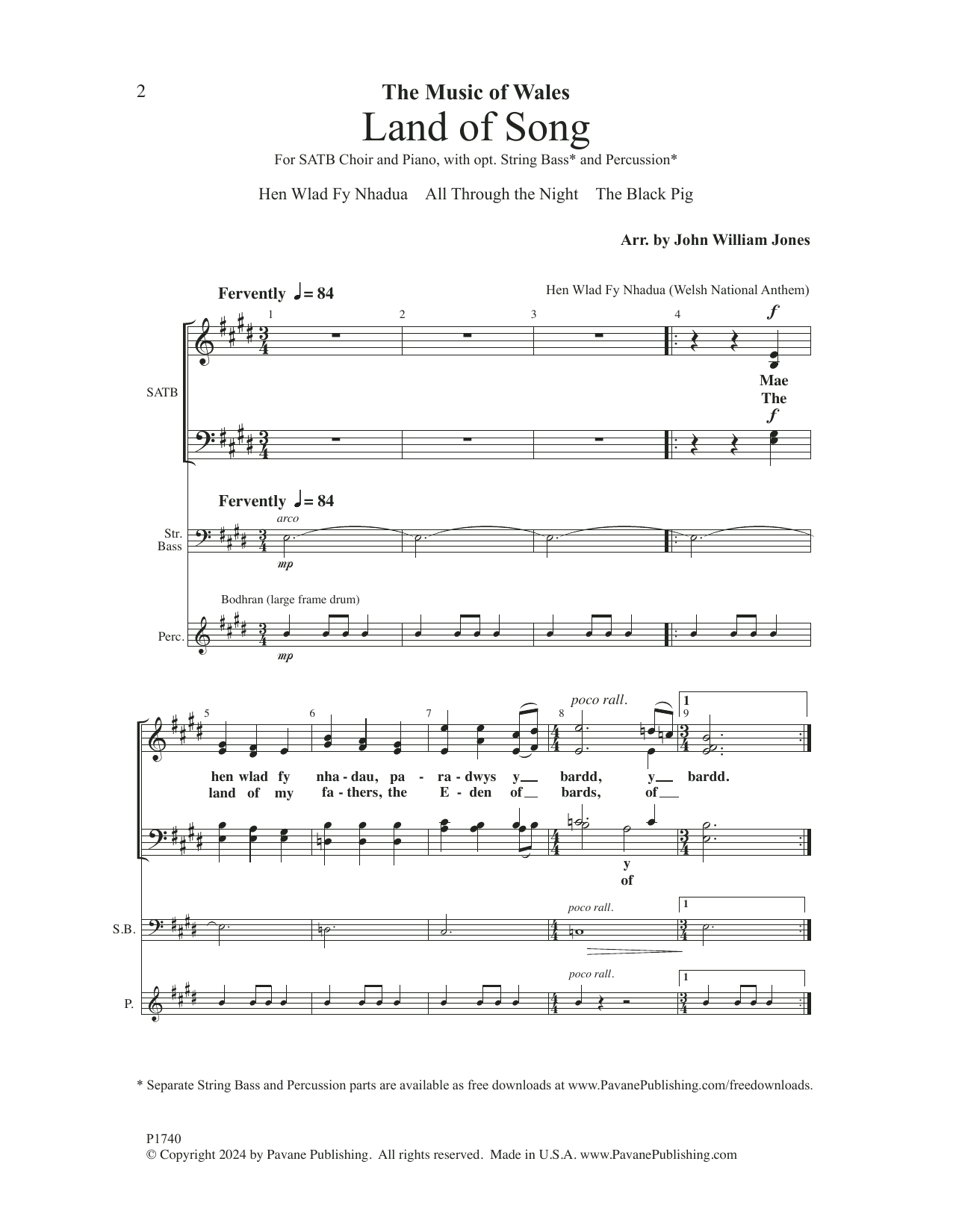 John Williams Jones Land Of Song sheet music notes and chords arranged for SATB Choir