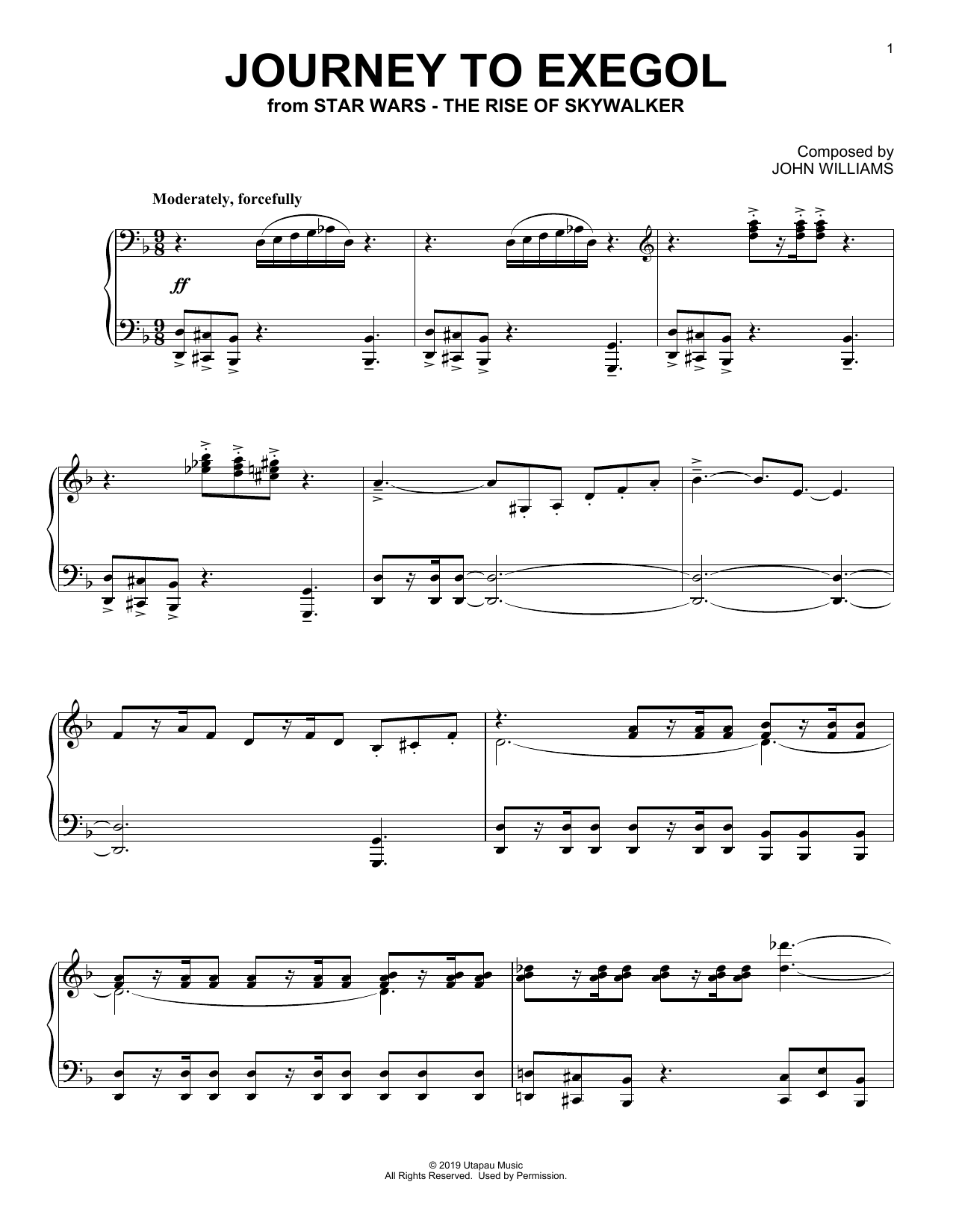 John Williams Journey To Exegol (from The Rise Of Skywalker) sheet music notes and chords arranged for Easy Piano