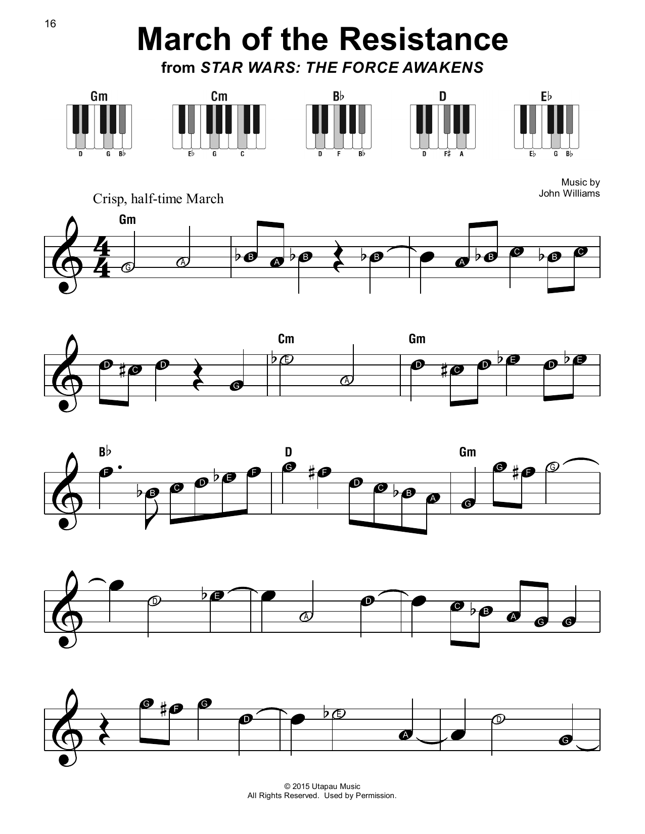 John Williams March Of The Resistance (from Star Wars: The Force Awakens) sheet music notes and chords arranged for French Horn Solo