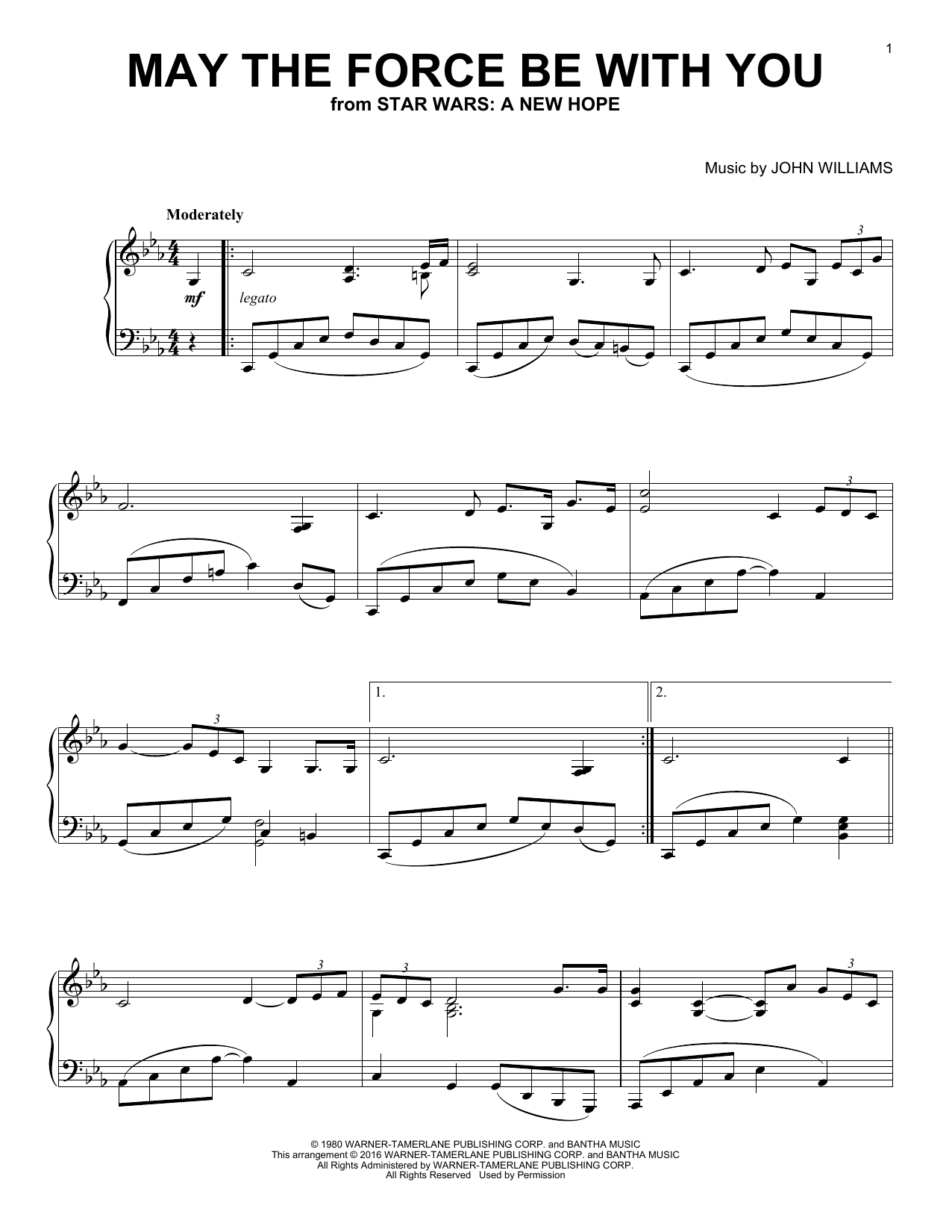 John Williams May The Force Be With You (from Star Wars: A New Hope) sheet music notes and chords arranged for Flute Solo