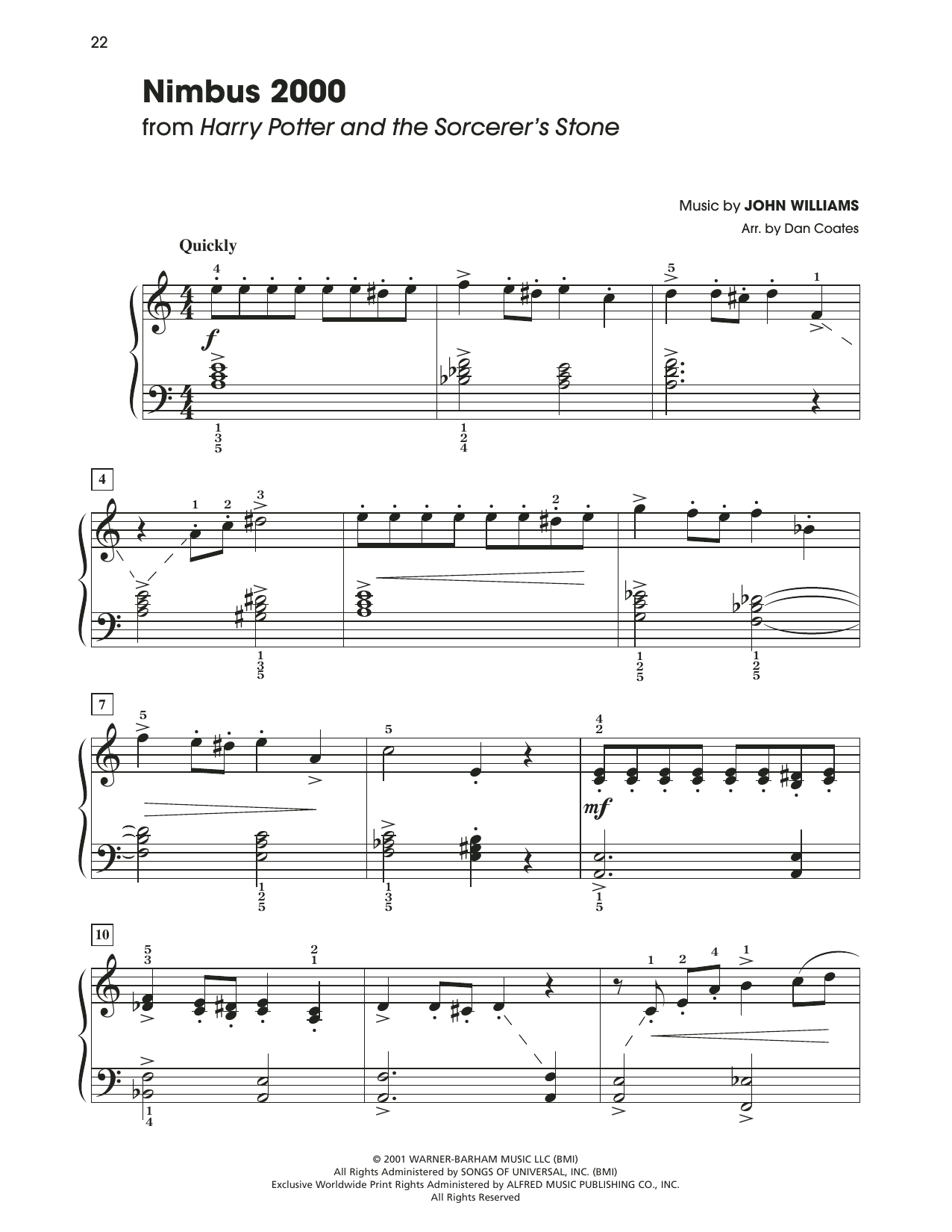 John Williams Nimbus 2000 (arr. Dan Coates) sheet music notes and chords arranged for Easy Piano