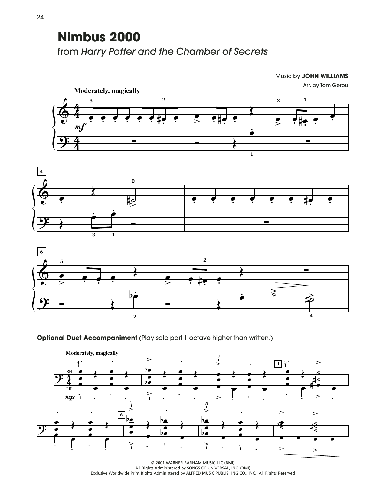 John Williams Nimbus 2000 (from Harry Potter) (arr. Tom Gerou) sheet music notes and chords arranged for 5-Finger Piano