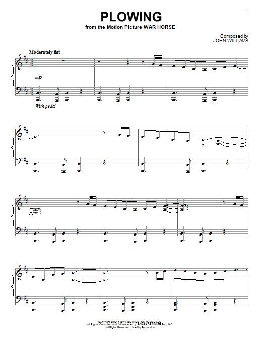 John Williams Plowing sheet music notes and chords arranged for Piano Solo