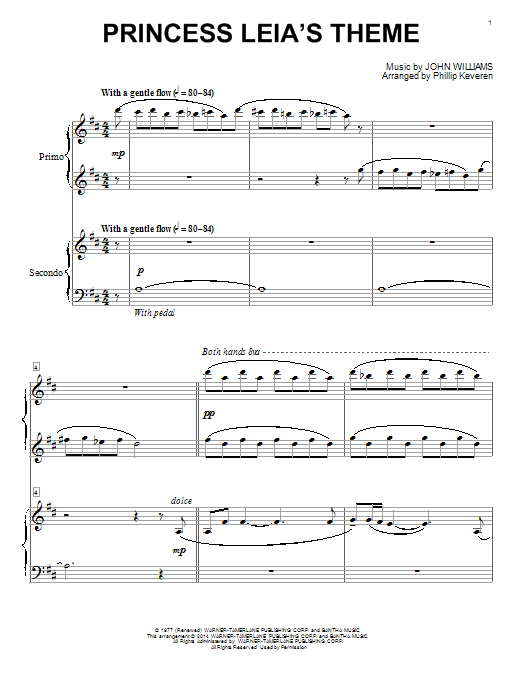John Williams Princess Leia's Theme (arr. Phillip Keveren) sheet music notes and chords arranged for Big Note Piano