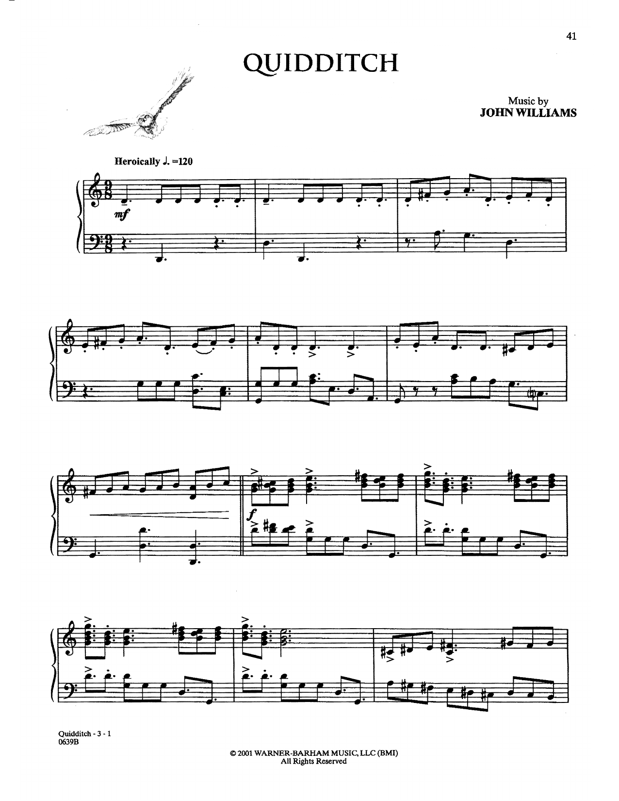 John Williams Quidditch (from Harry Potter) sheet music notes and chords arranged for Piano Solo