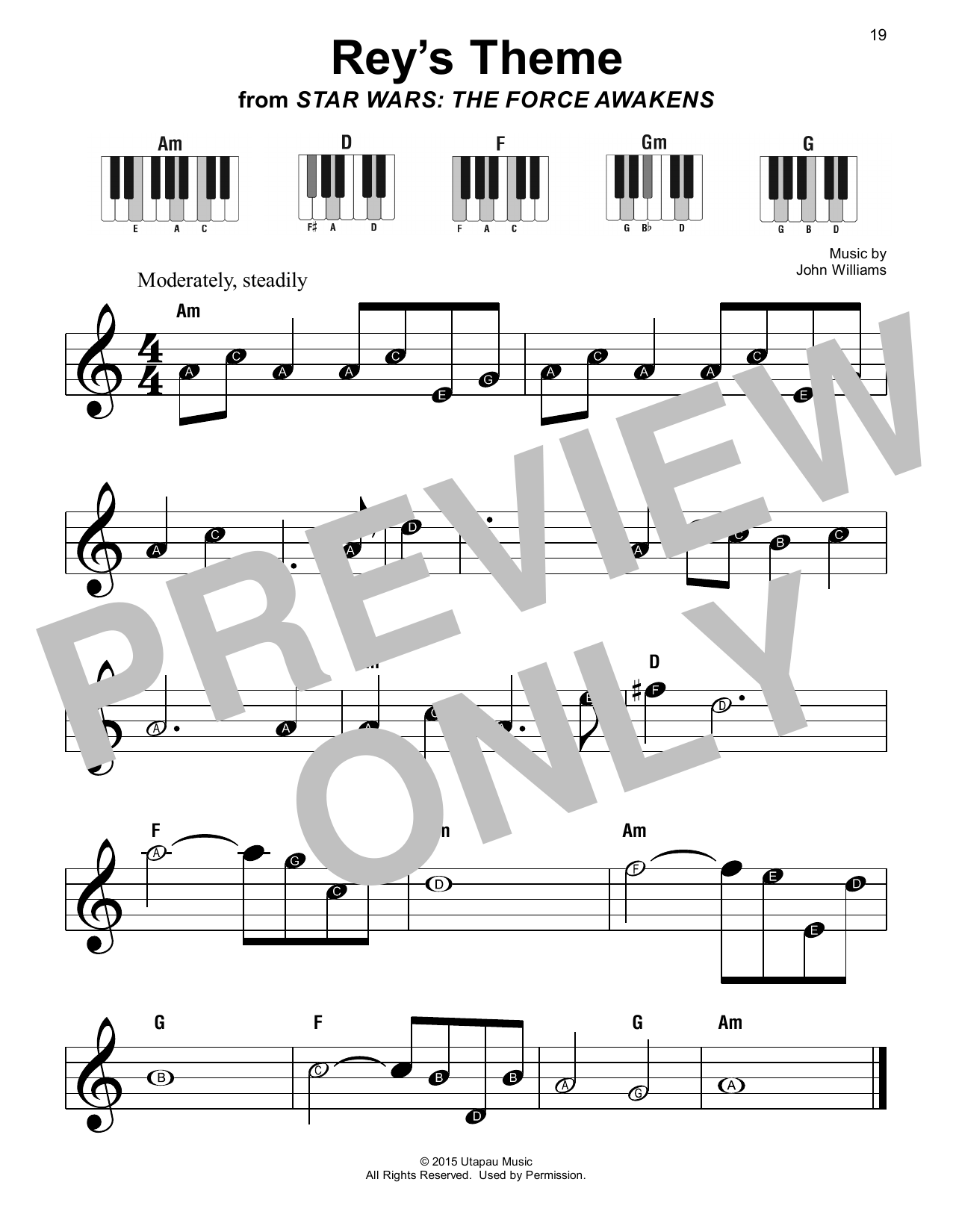 John Williams Rey's Theme (from Star Wars: The Force Awakens) sheet music notes and chords arranged for French Horn Solo