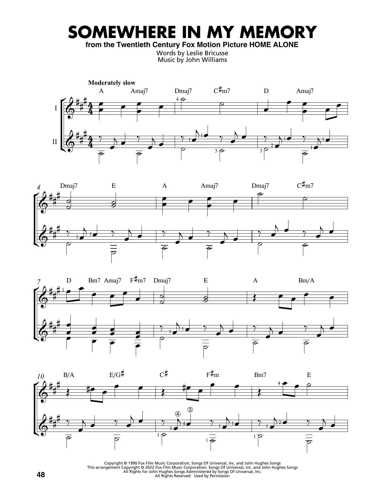 John Williams Somewhere In My Memory (from Home Alone) (arr. Mark Phillips) sheet music notes and chords arranged for Easy Guitar Tab
