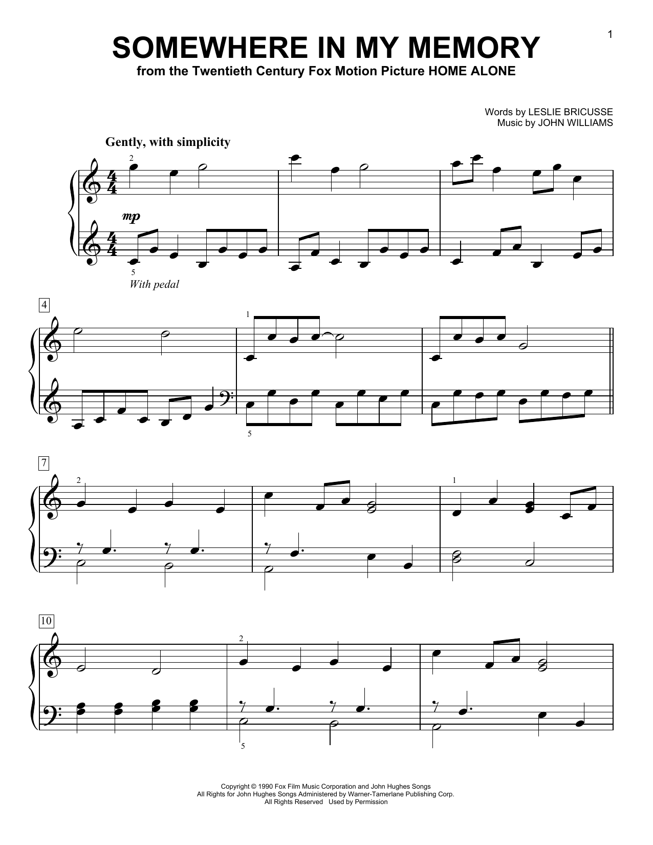 John Williams Somewhere In My Memory (from Home Alone) sheet music notes and chords arranged for Bells Solo