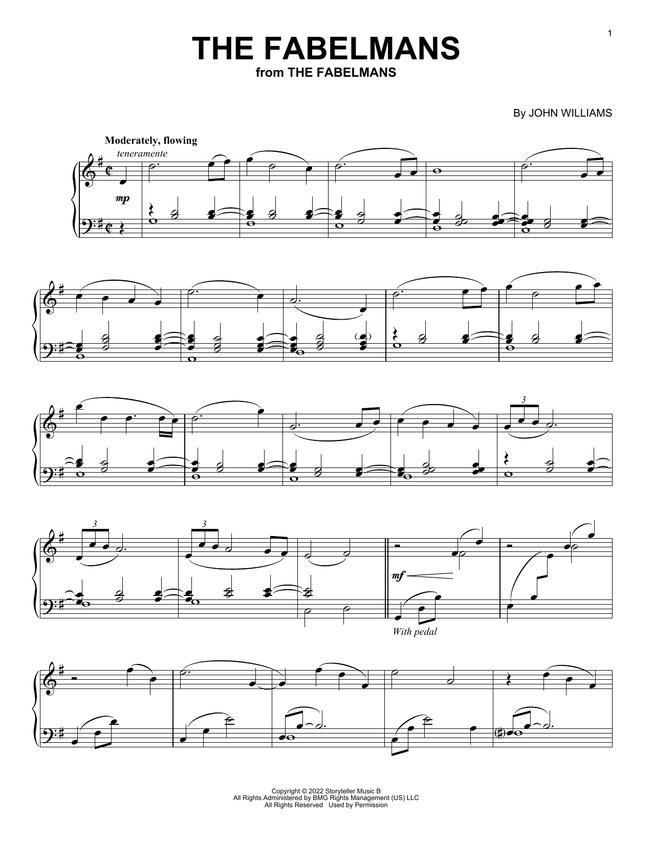 John Williams The Fabelmans sheet music notes and chords arranged for Piano Solo