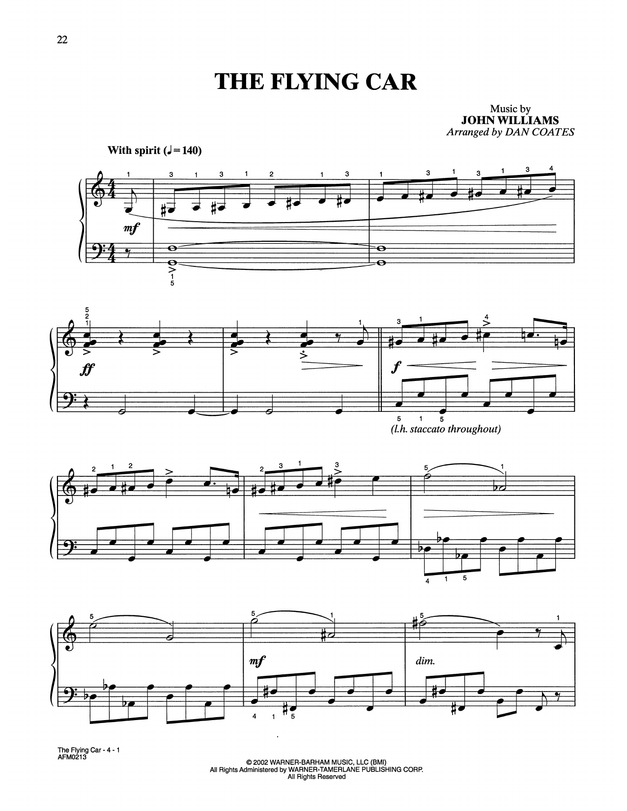 John Williams The Flying Car (from Harry Potter) (arr. Dan Coates) sheet music notes and chords arranged for Easy Piano