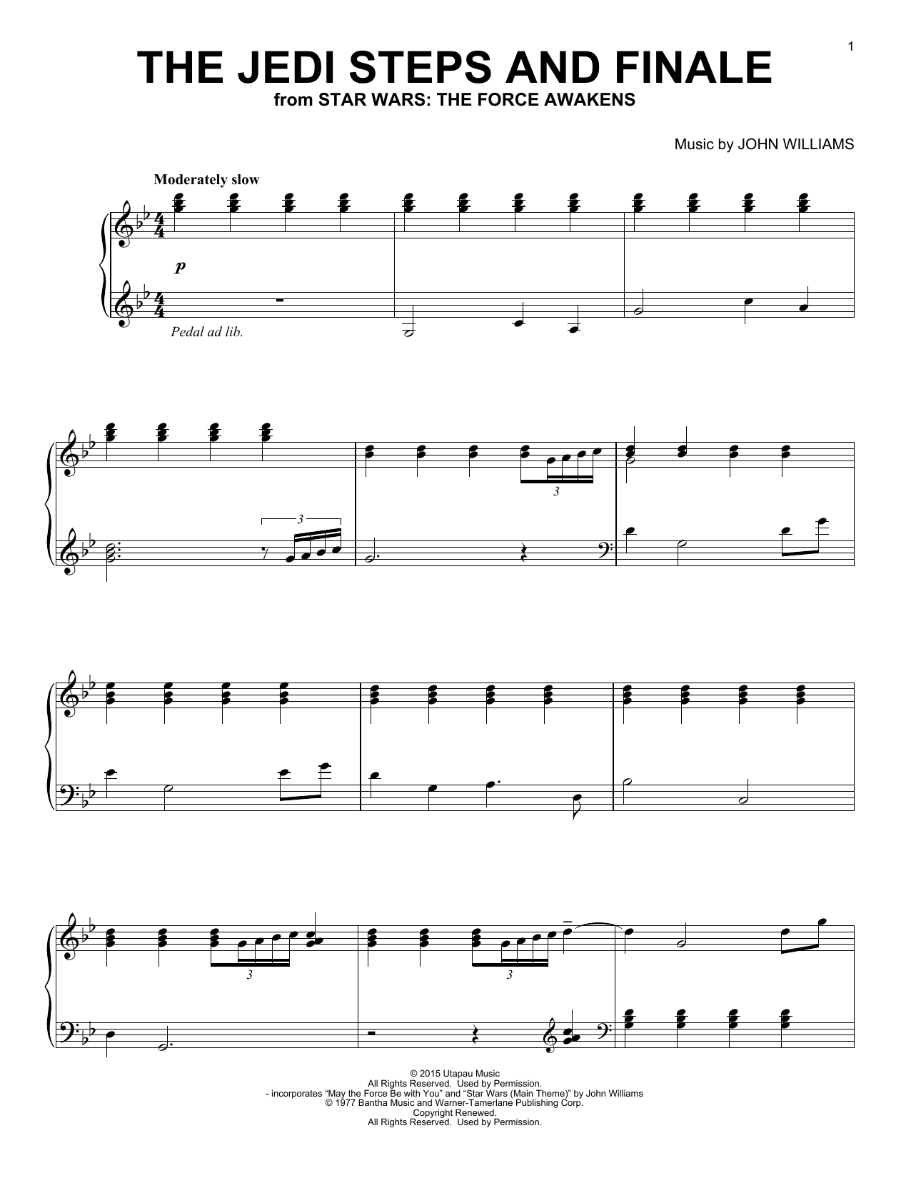 John Williams The Jedi Steps And Finale sheet music notes and chords arranged for Easy Guitar Tab