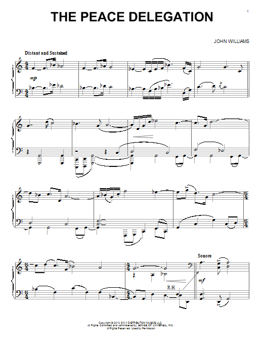 John Williams The Peace Delegation sheet music notes and chords arranged for Piano Solo