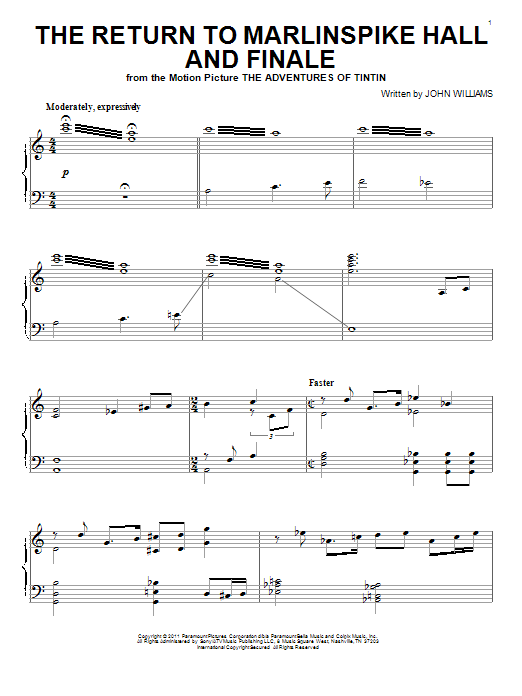 John Williams The Return To Marlinspike Hall And Finale sheet music notes and chords arranged for Piano Solo